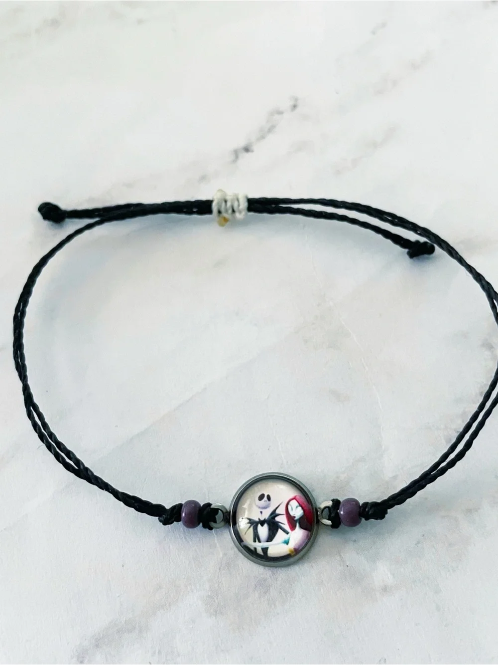 Nightmare Before Christmas Jack & Sally Adjustable Waterproof Charm Bracelet